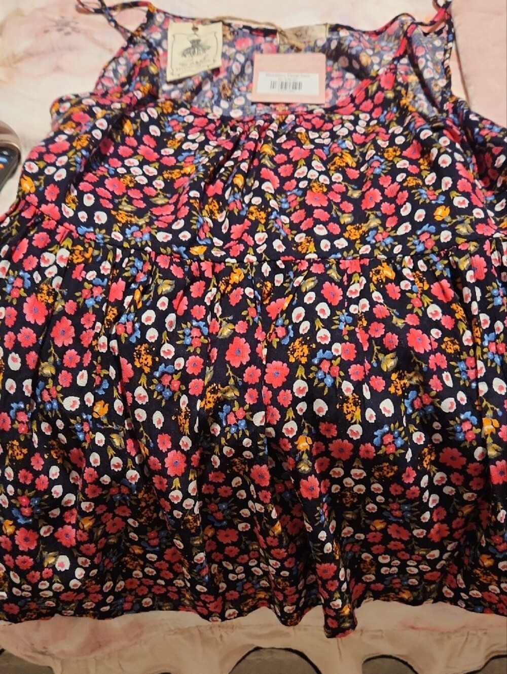 easel Black Floral Camisole Tank with Pink & Yellow Blooms - Picture 3 of 5